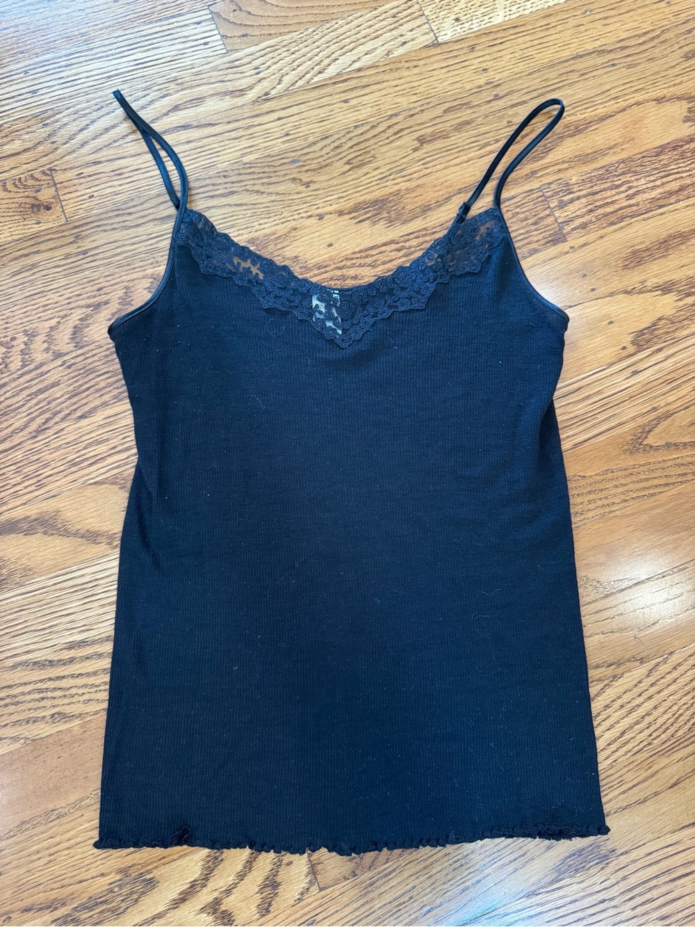 HANRO Wool & Silk Lace Camisole Black Size S